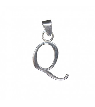 PE001484 Sterling Silver Pendant Charm Letter Q Solid Genuine Hallmarked 925